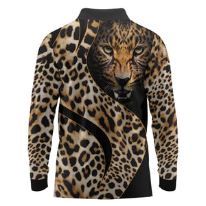 Afro Leopard Skin Pattern Long Sleeve Polo Shirt Version 01