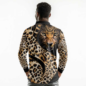 Afro Leopard Skin Pattern Long Sleeve Polo Shirt Version 01