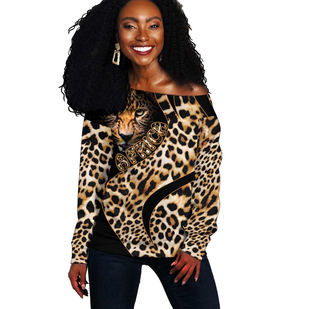 Afro Leopard Skin Pattern Off Shoulder Sweater Version 01