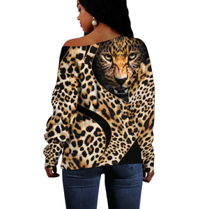 Afro Leopard Skin Pattern Off Shoulder Sweater Version 01