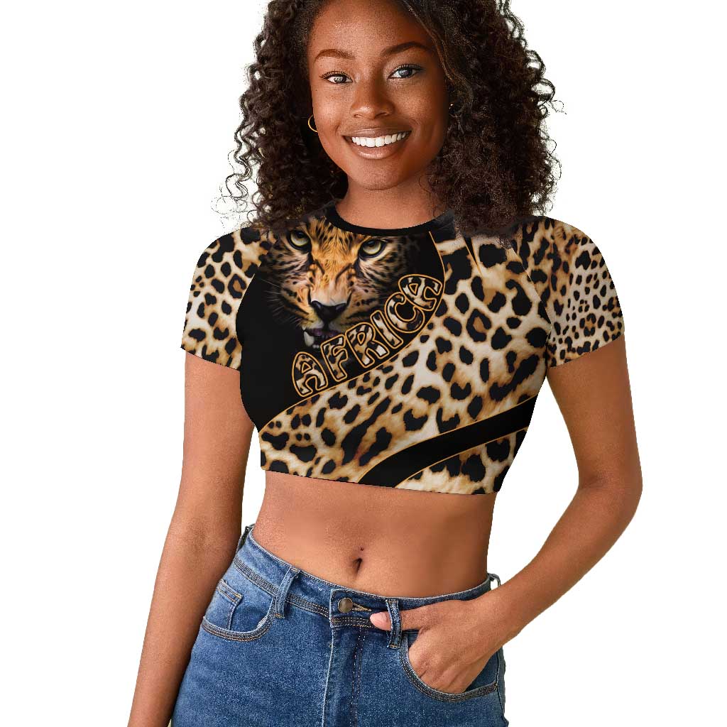 Afro Leopard Skin Pattern Raglan Cropped T shirt Version 01