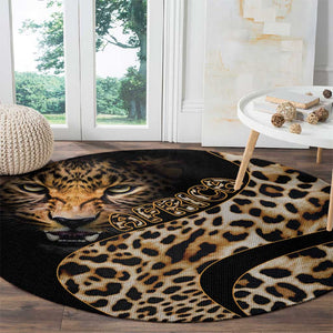 Afro Leopard Skin Pattern Round Carpet Version 01