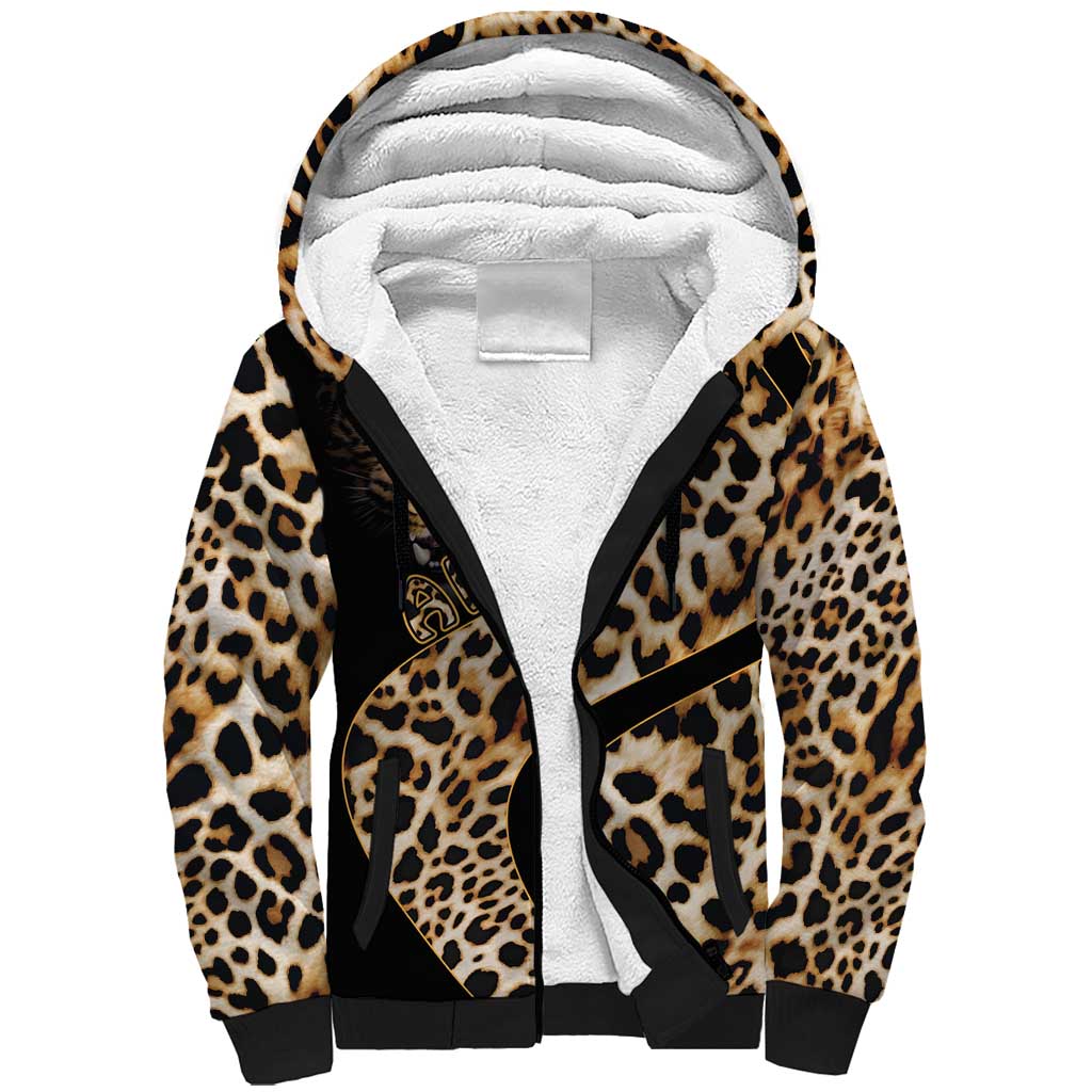 Afro Leopard Skin Pattern Sherpa Hoodie Version 01