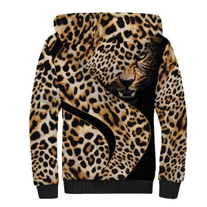 Afro Leopard Skin Pattern Sherpa Hoodie Version 01