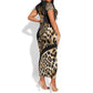 Afro Leopard Skin Pattern Short Sleeve Bodycon Dress Version 01 LT9