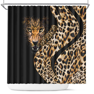 Afro Leopard Skin Pattern Shower Curtain Version 01