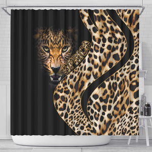 Afro Leopard Skin Pattern Shower Curtain Version 01