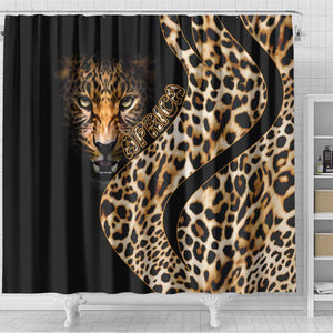 Afro Leopard Skin Pattern Shower Curtain Version 01