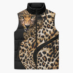 Africa Leopard Skin Pattern Sleeveless Puffer Jacket Version 01