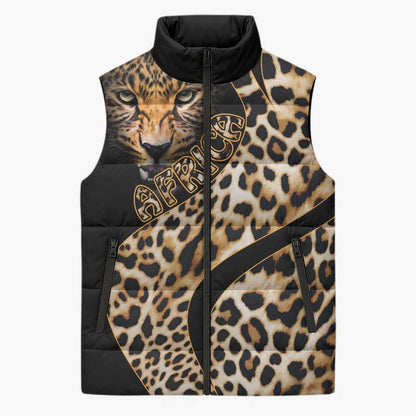 Africa Leopard Skin Pattern Sleeveless Puffer Jacket Version 01