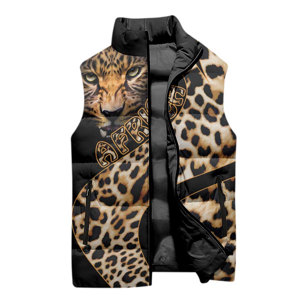 Africa Leopard Skin Pattern Sleeveless Puffer Jacket Version 01