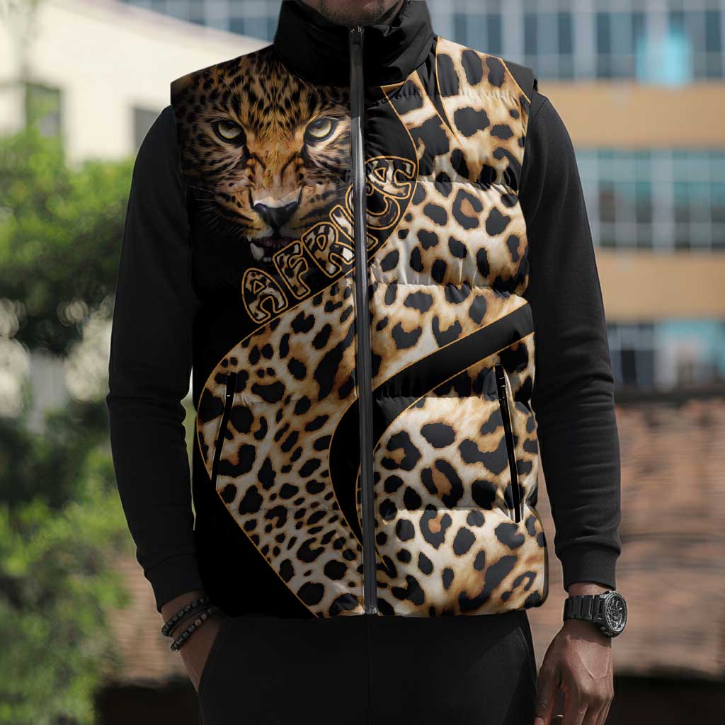 Africa Leopard Skin Pattern Sleeveless Puffer Jacket Version 01