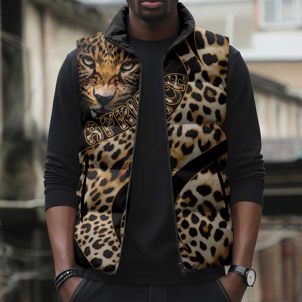 Africa Leopard Skin Pattern Sleeveless Puffer Jacket Version 01