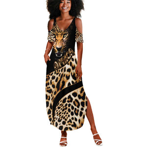 Afro Leopard Skin Pattern Summer Maxi Dress Version 01