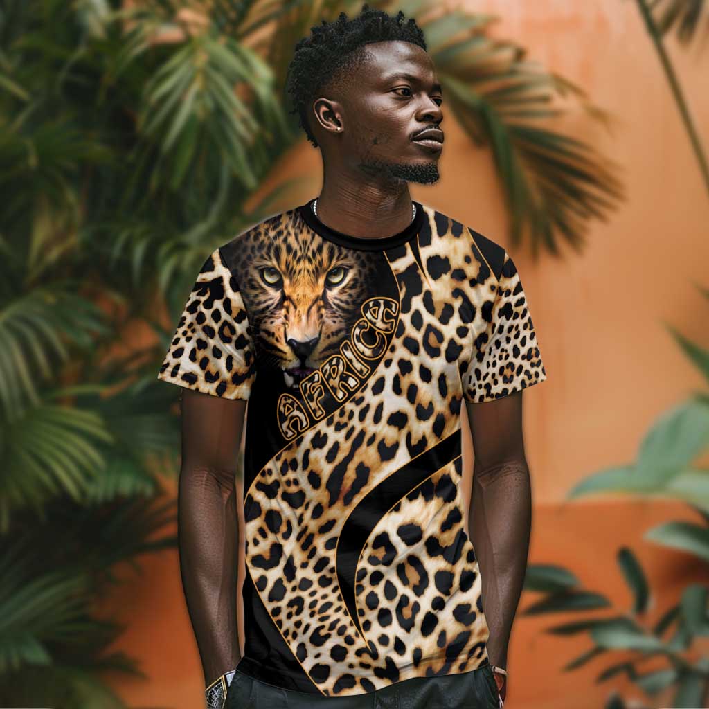 Afro Leopard Skin Pattern T shirt Version 01
