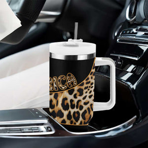 Afro Leopard Skin Pattern Tumbler With Handle Version 01