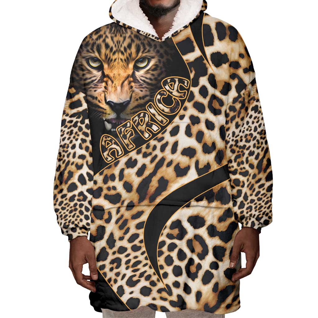 Afro Leopard Skin Pattern Wearable Blanket Hoodie Version 01