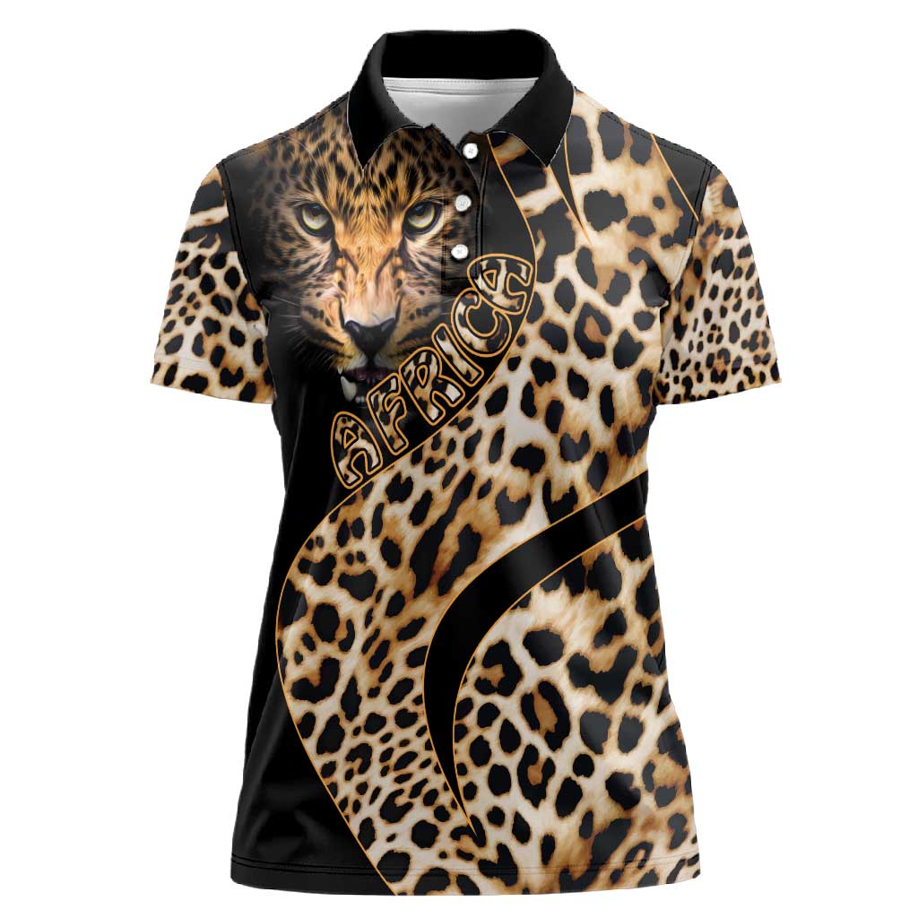 Afro Leopard Skin Pattern Women Polo Shirt Version 01