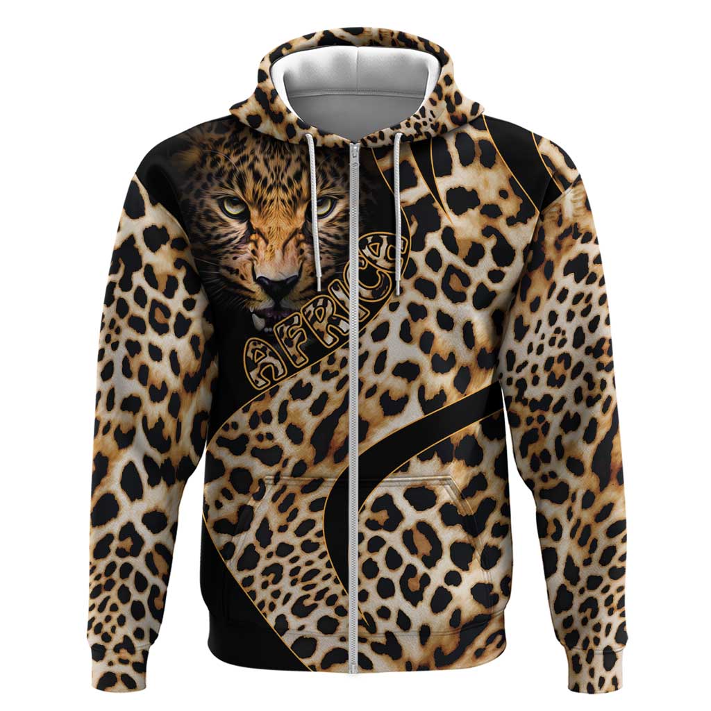 Afro Leopard Skin Pattern Zip Hoodie Version 01