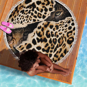 Afro Leopard Skin Pattern Beach Blanket Version 02