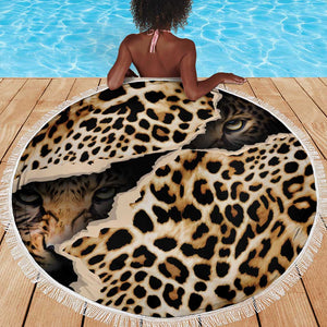 Afro Leopard Skin Pattern Beach Blanket Version 02