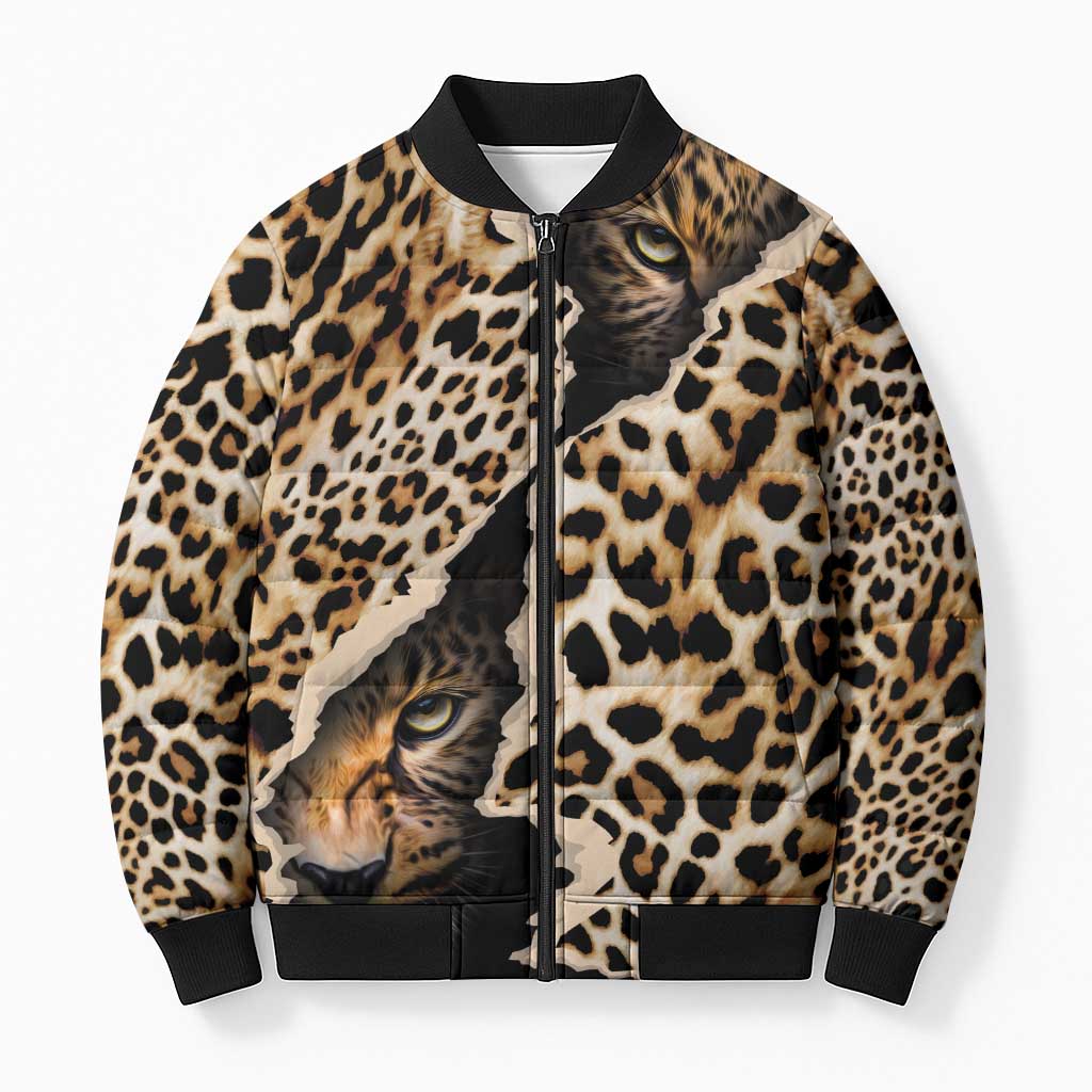 Africa Leopard Skin Pattern Bomber Puffer Jacket Version 02