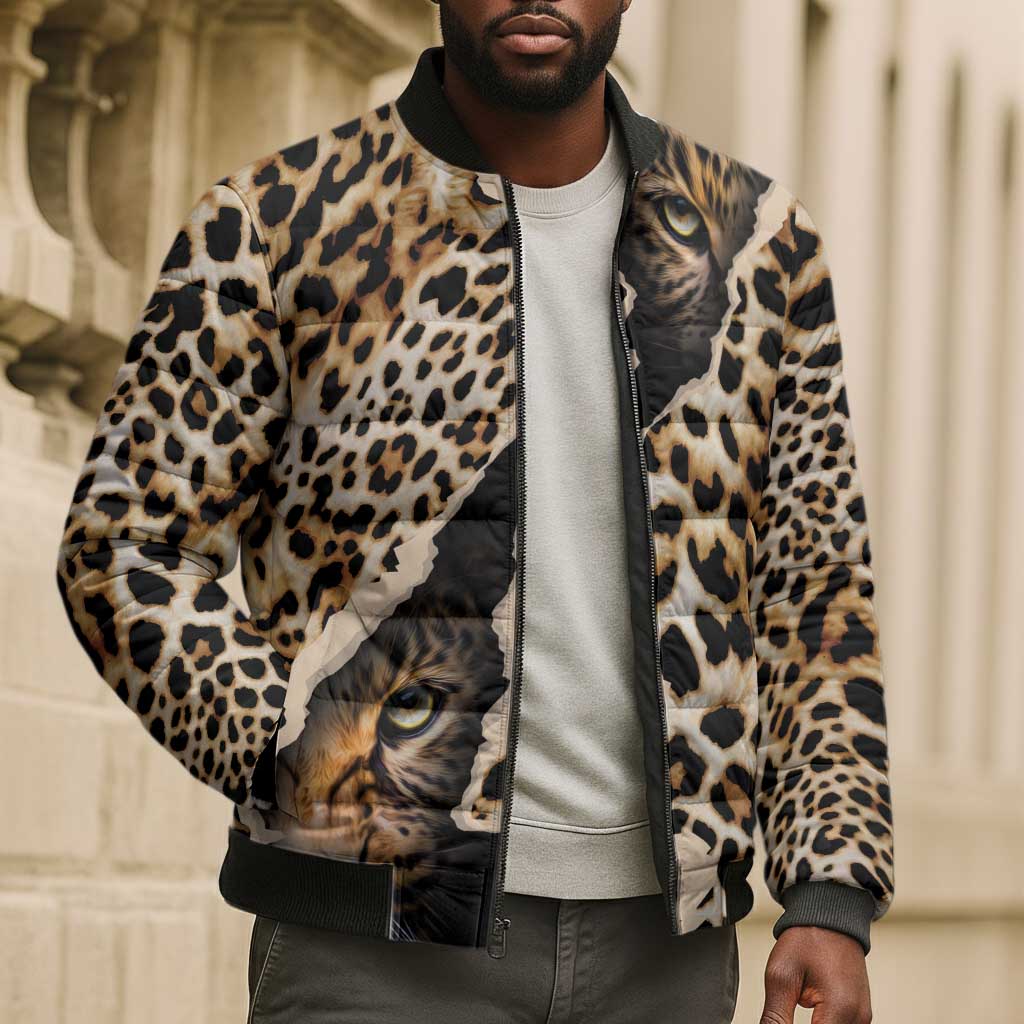 Africa Leopard Skin Pattern Bomber Puffer Jacket Version 02