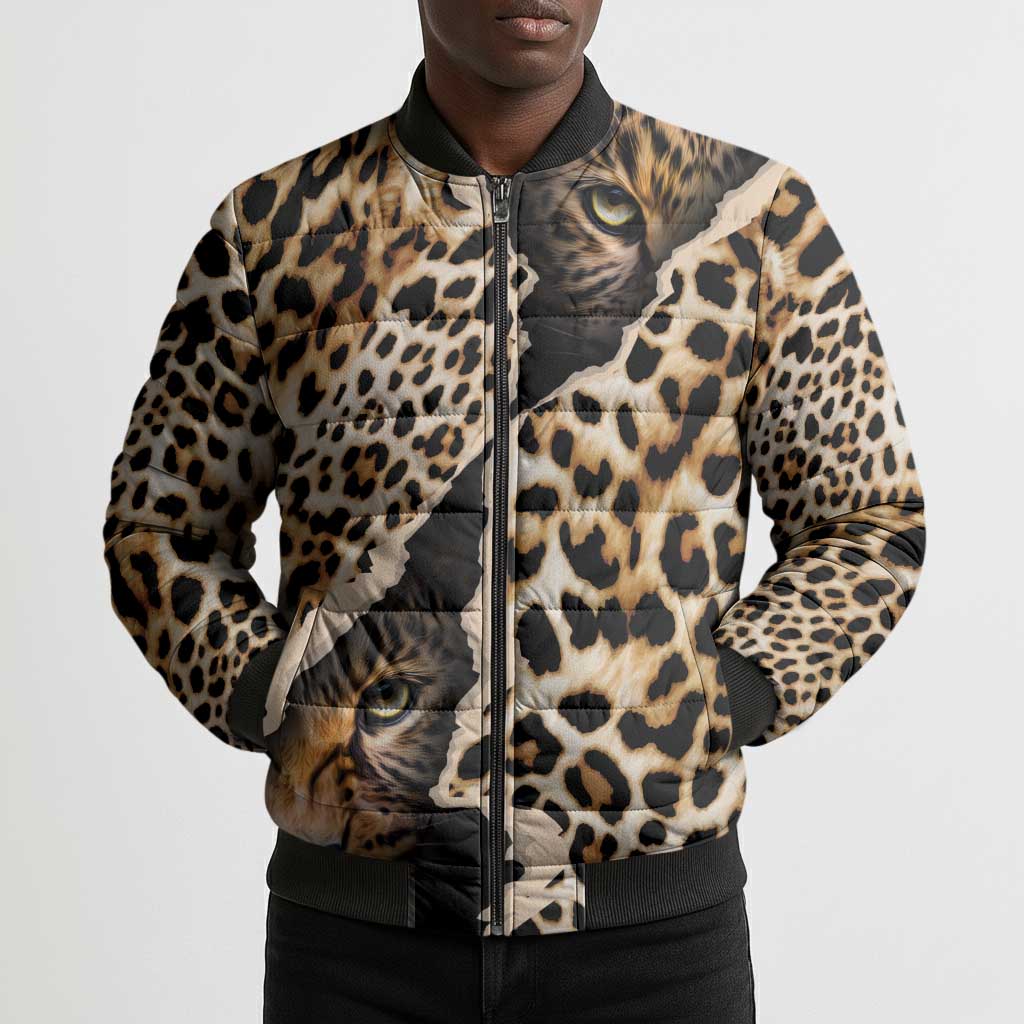 Africa Leopard Skin Pattern Bomber Puffer Jacket Version 02