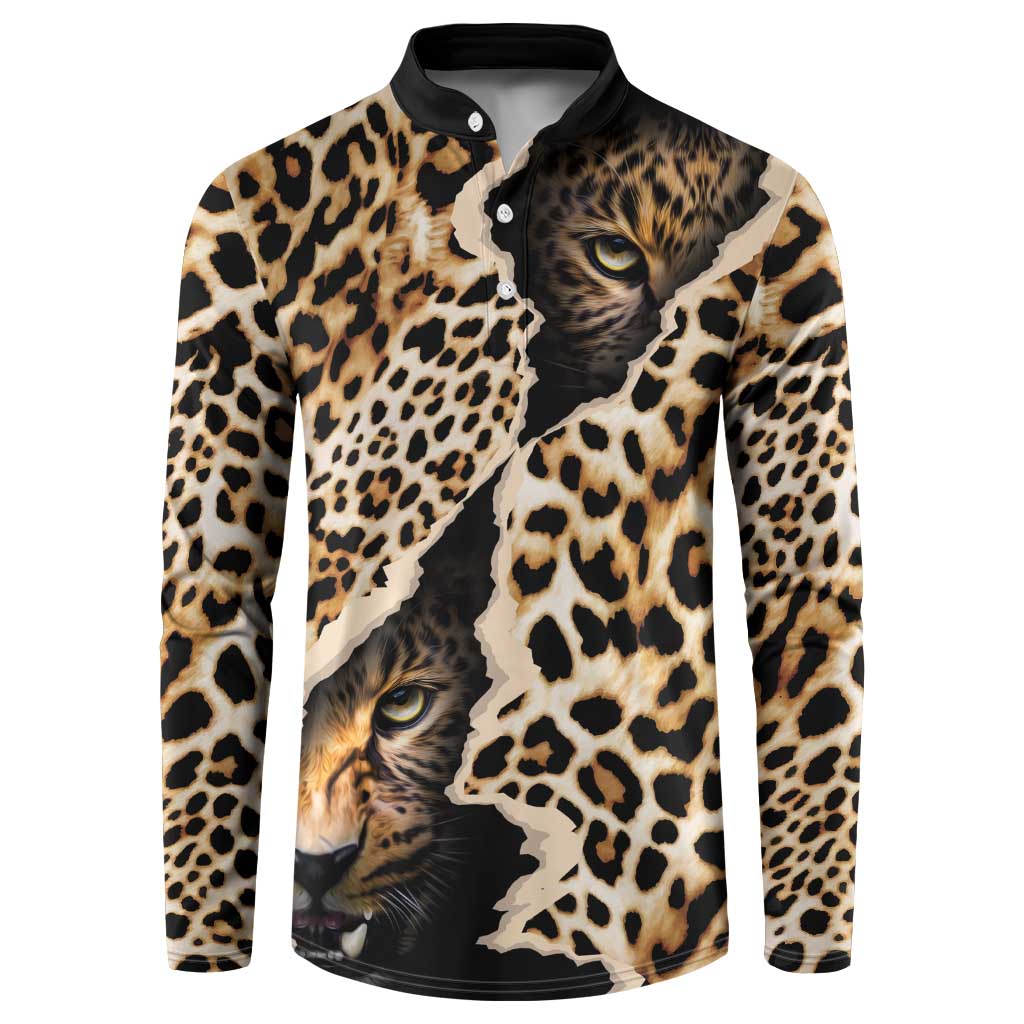 Africa Leopard Skin Pattern Button Sweatshirt Version 02