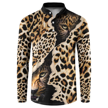 Africa Leopard Skin Pattern Button Sweatshirt Version 02