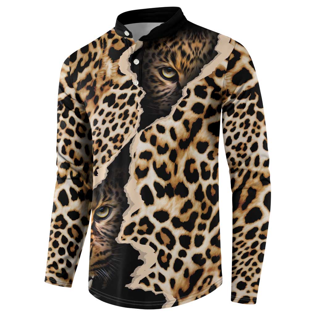 Africa Leopard Skin Pattern Button Sweatshirt Version 02