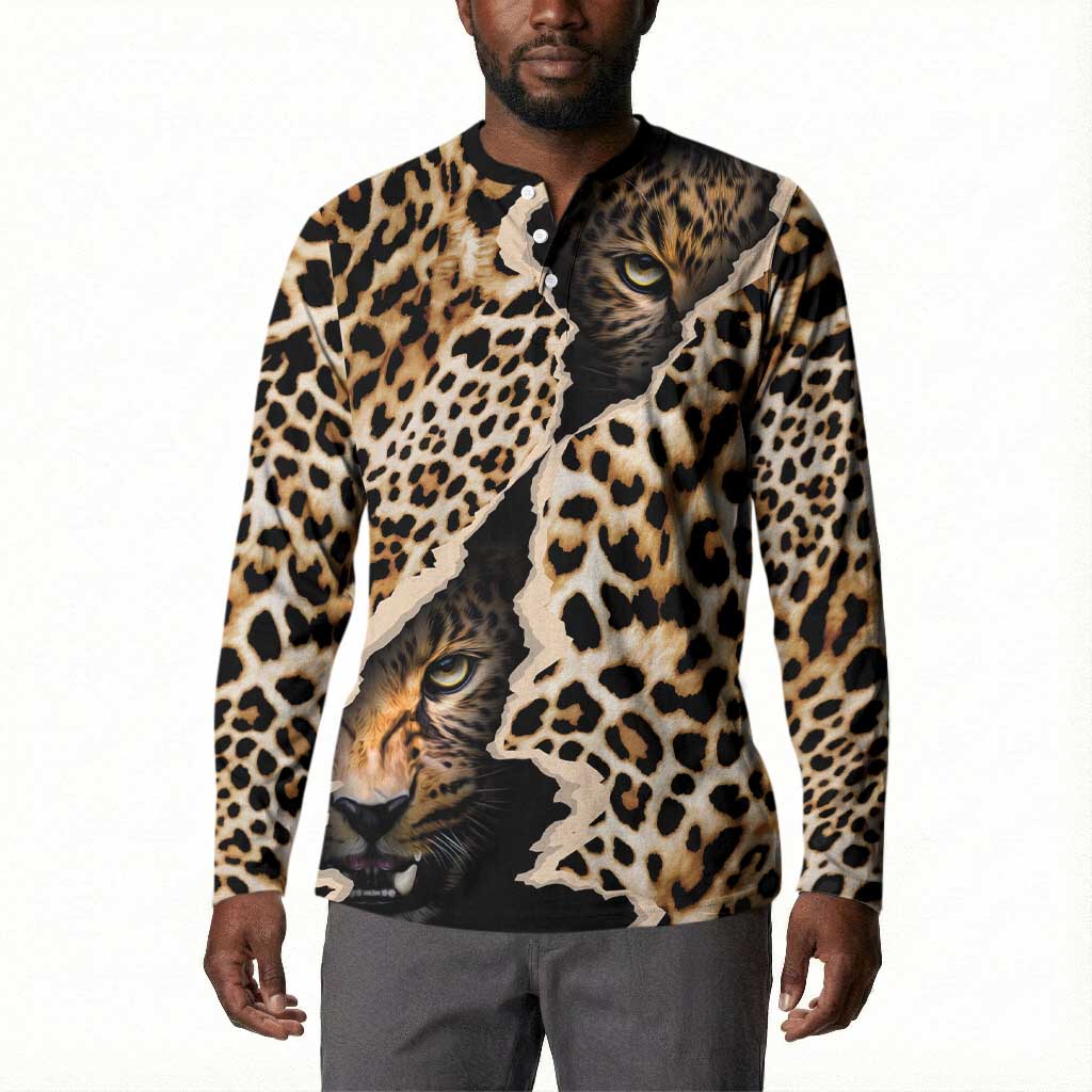 Africa Leopard Skin Pattern Button Sweatshirt Version 02