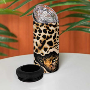 Afro Leopard Skin Pattern 4 in 1 Can Cooler Tumbler Version 02