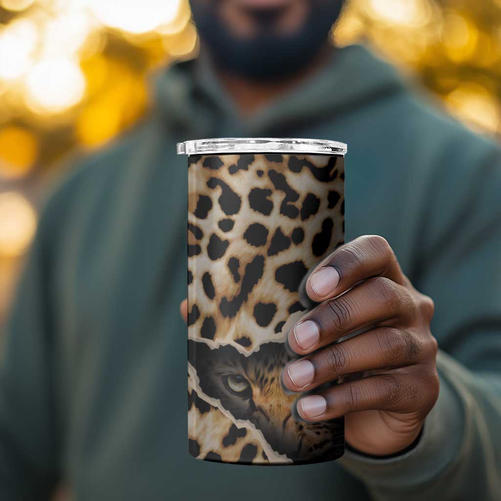 Afro Leopard Skin Pattern 4 in 1 Can Cooler Tumbler Version 02