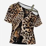 Africa Leopard Skin Pattern Cross Shoulder Shirt Version 02
