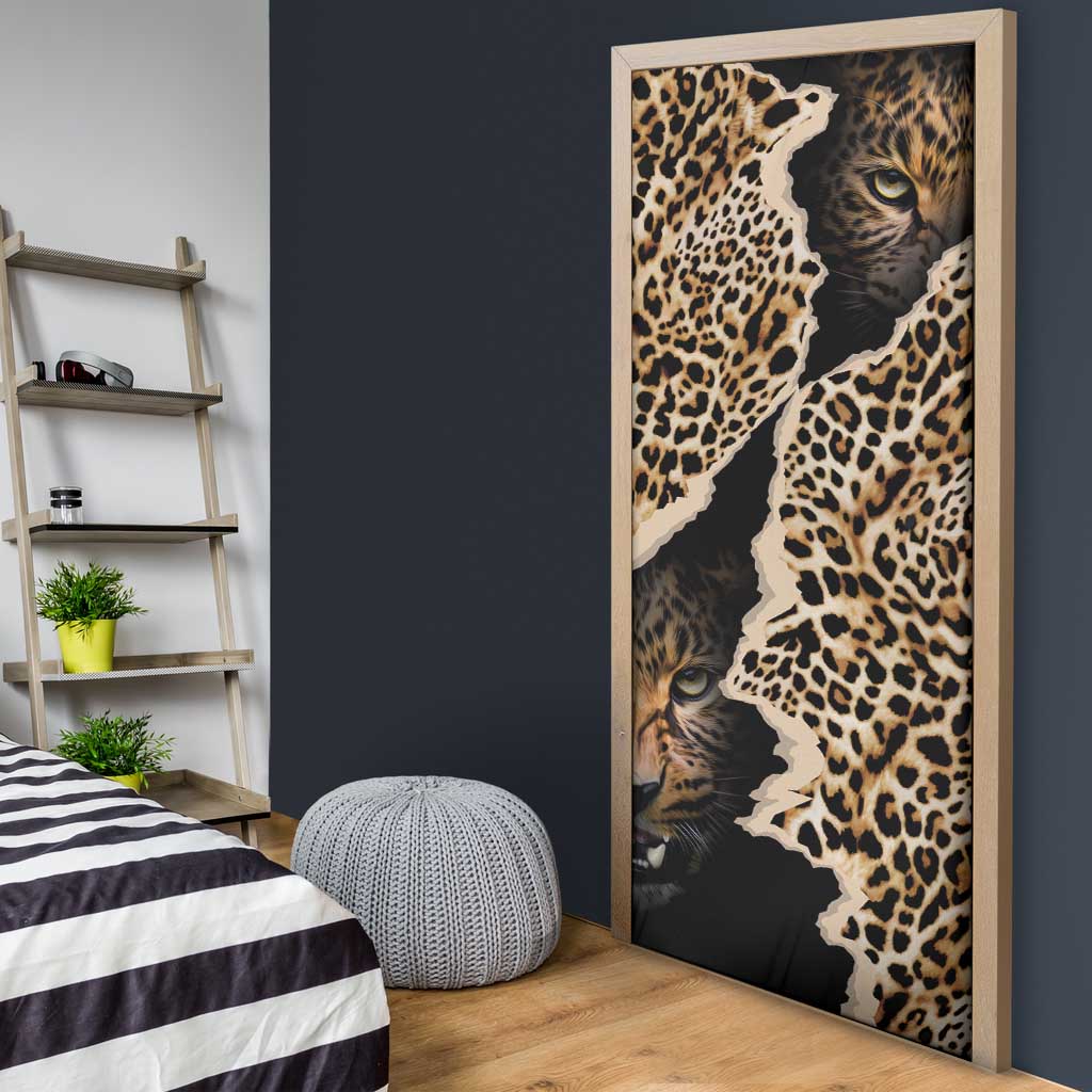 Africa Leopard Skin Pattern Door Cover Version 02