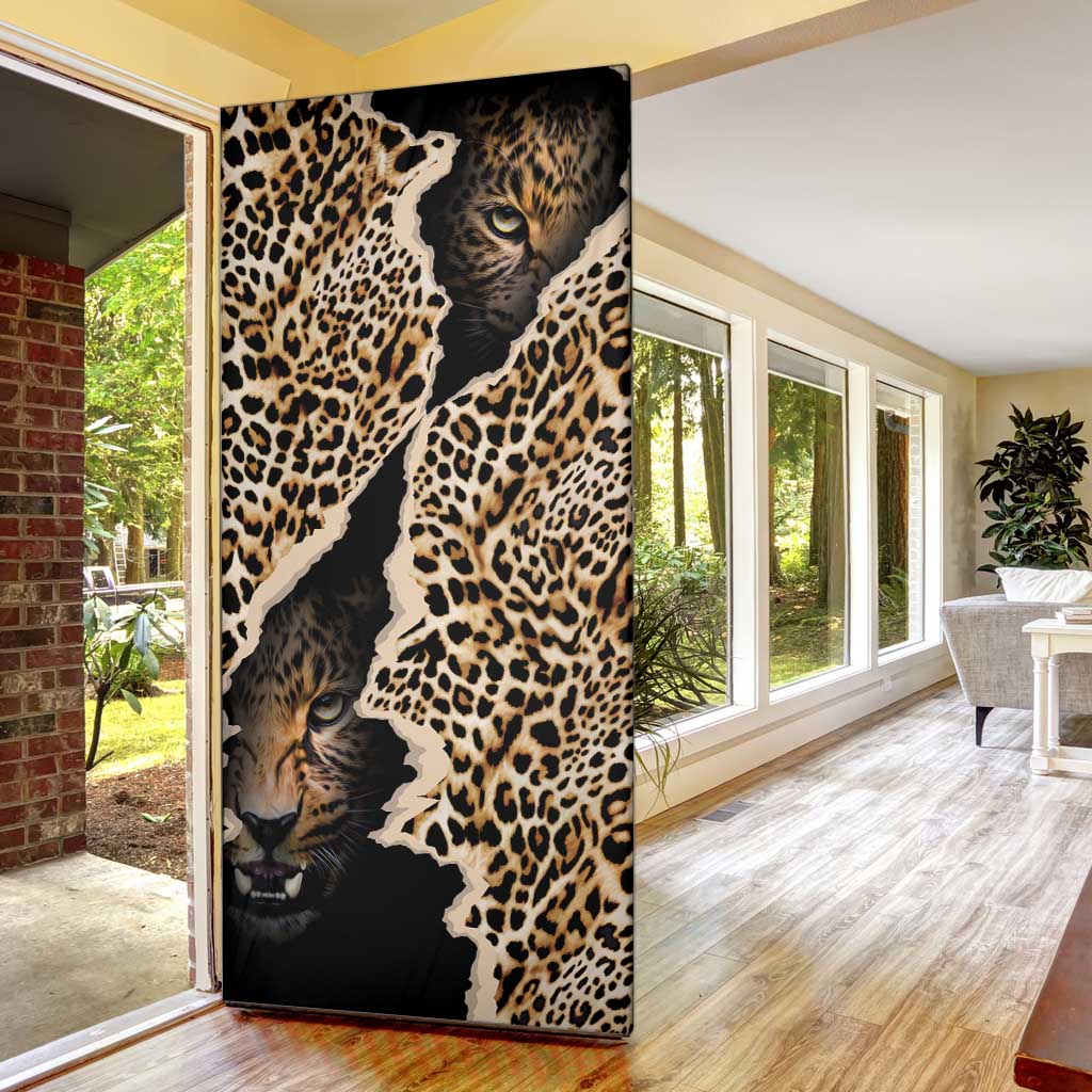 Africa Leopard Skin Pattern Door Cover Version 02