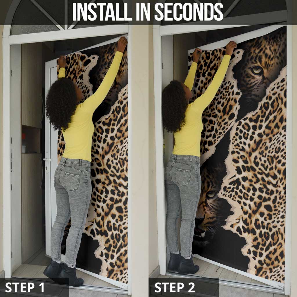 Africa Leopard Skin Pattern Door Cover Version 02