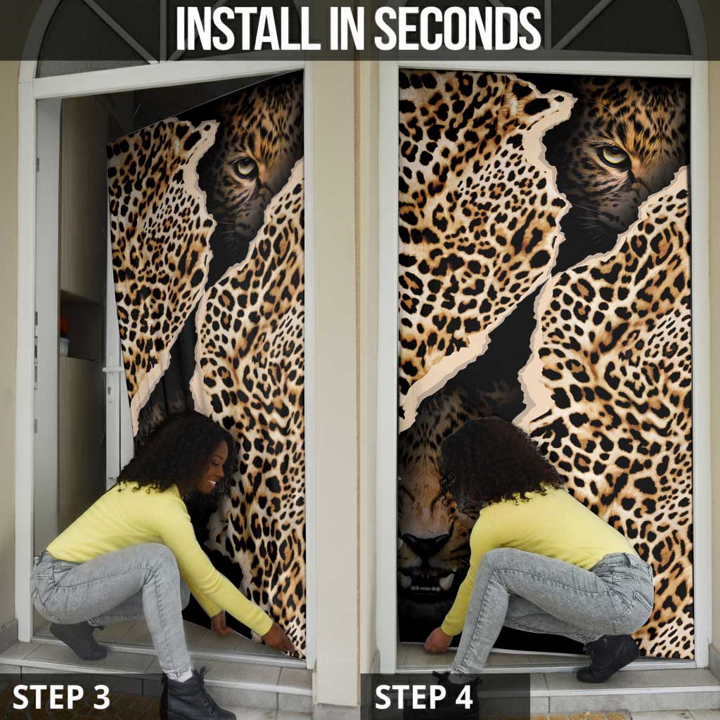 Africa Leopard Skin Pattern Door Cover Version 02