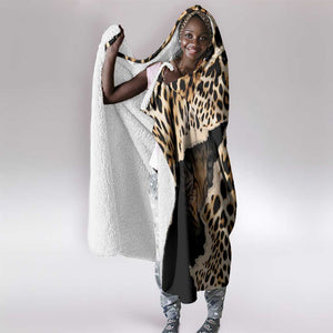 Afro Leopard Skin Pattern Hooded Blanket Version 02