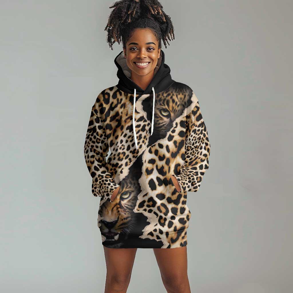 Afro Leopard Skin Pattern Hoodie Dress Version 02