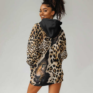 Afro Leopard Skin Pattern Hoodie Dress Version 02