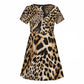 Afro Leopard Skin Pattern Kid Short Sleeve Dress Version 02