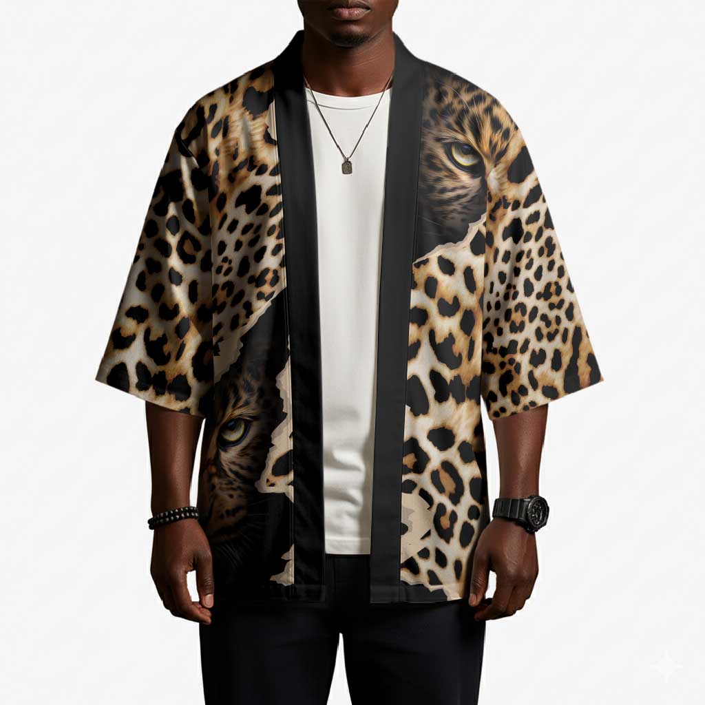 Africa Leopard Skin Pattern Kimono Version 02