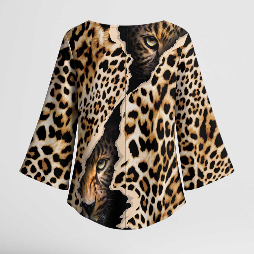 Africa Leopard Skin Pattern Kimono Sleeve Blouse Version 02
