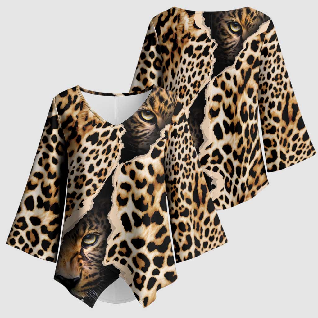 Africa Leopard Skin Pattern Kimono Sleeve Blouse Version 02