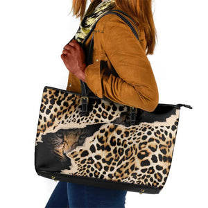 Afro Leopard Skin Pattern Leather Tote Bag Version 02