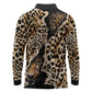 Afro Leopard Skin Pattern Long Sleeve Polo Shirt Version 02