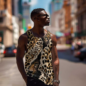 Afro Leopard Skin Pattern Men Tank Top Version 02