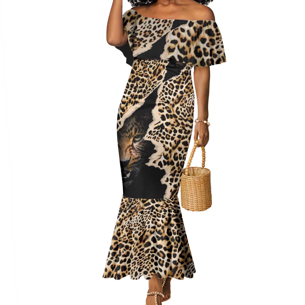 Afro Leopard Skin Pattern Mermaid Dress Version 02